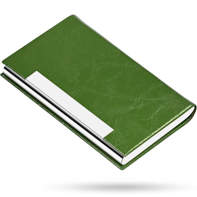 Padike Business Card Holder, Business Card Case Professional PU Leather & Stainless Steel Multi Card Case,Business Card Holder Wallet Credit Card ID Case/Holder for Men & Women. (V-Green) - Image 1